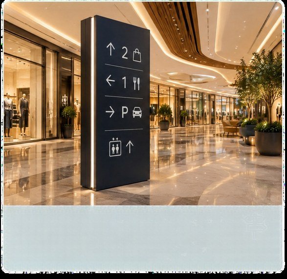 لوحة اتجاهات وسط مساحة تجارية داخلية / Wayfinding directory in an indoor commercial space