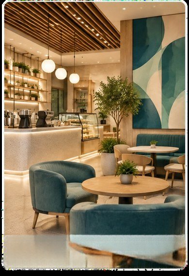 ردهة ضيافة بأثاث ولمسات معمارية / Hospitality lounge with architectural interior details