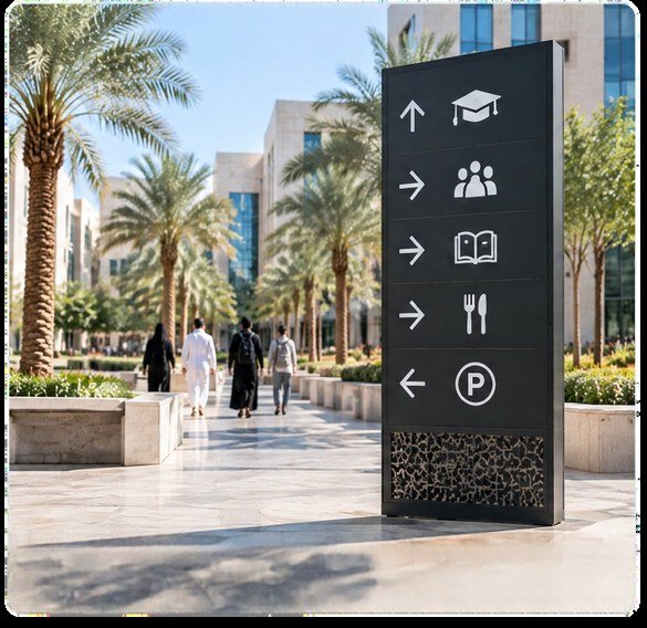 لافتة مسارات في ممر مشاة خارجي / Outdoor pedestrian wayfinding sign